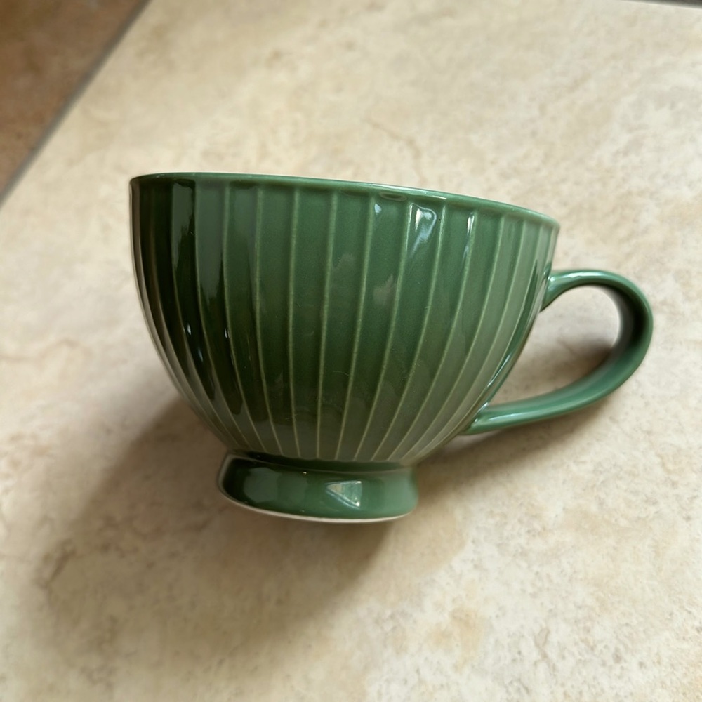 Now Designs Teacup Style Mug, Green Ridged, swirl design inside